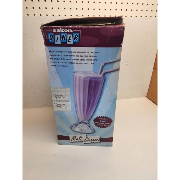 Salton Diner Malt Mixer Shake mixer DM22g With 2 Serving Cups NOS in box - Picture 12 of 12